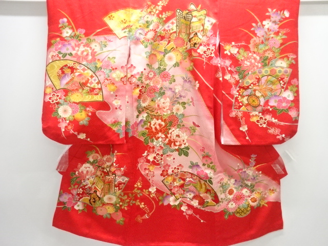 花籠に鴛鴦模様子供着物(長襦袢付き)